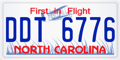 NC license plate DDT6776