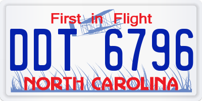 NC license plate DDT6796