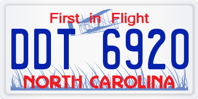 NC license plate DDT6920