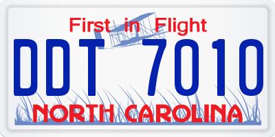 NC license plate DDT7010