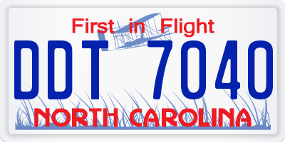 NC license plate DDT7040