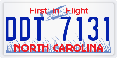 NC license plate DDT7131
