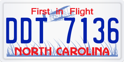 NC license plate DDT7136