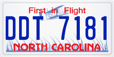 NC license plate DDT7181