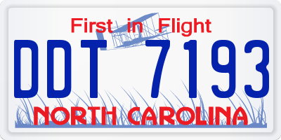 NC license plate DDT7193