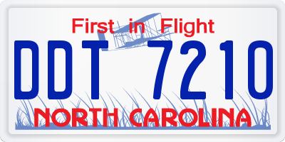 NC license plate DDT7210