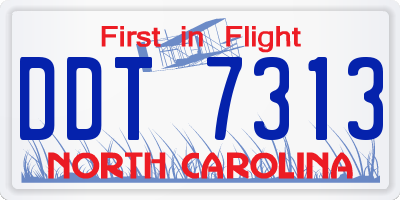 NC license plate DDT7313