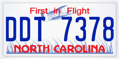 NC license plate DDT7378
