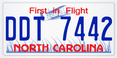 NC license plate DDT7442