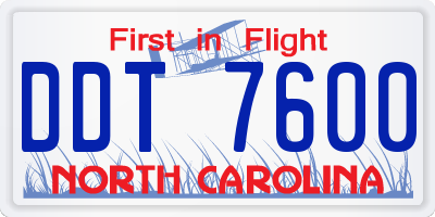 NC license plate DDT7600