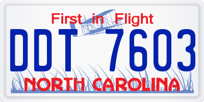 NC license plate DDT7603