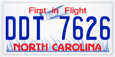 NC license plate DDT7626