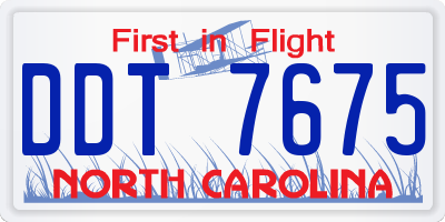 NC license plate DDT7675