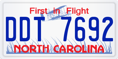 NC license plate DDT7692