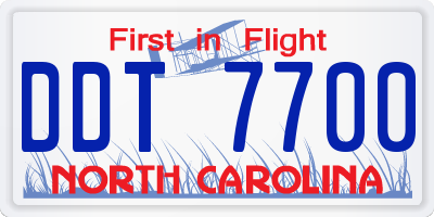 NC license plate DDT7700