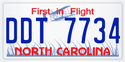NC license plate DDT7734