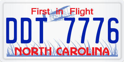 NC license plate DDT7776