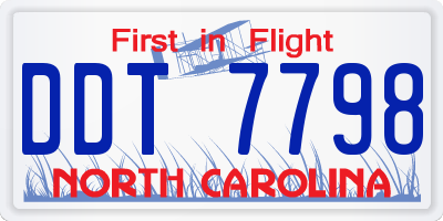 NC license plate DDT7798