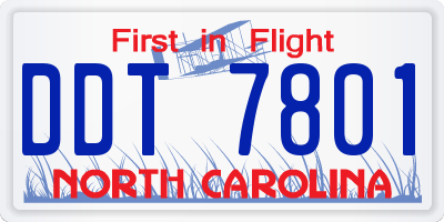 NC license plate DDT7801
