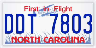 NC license plate DDT7803