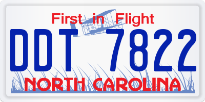 NC license plate DDT7822