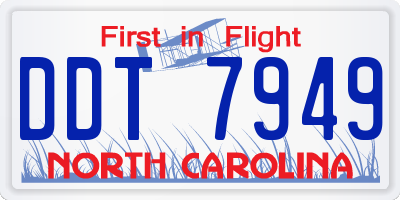 NC license plate DDT7949