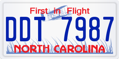 NC license plate DDT7987