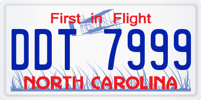 NC license plate DDT7999