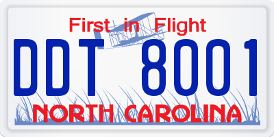 NC license plate DDT8001