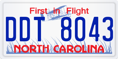 NC license plate DDT8043