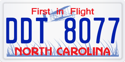 NC license plate DDT8077