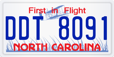 NC license plate DDT8091