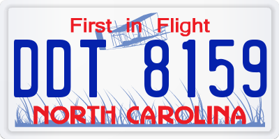NC license plate DDT8159