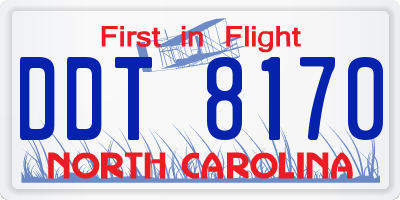 NC license plate DDT8170