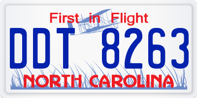 NC license plate DDT8263