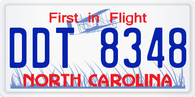 NC license plate DDT8348