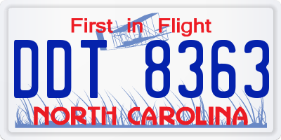 NC license plate DDT8363
