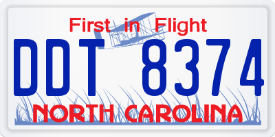 NC license plate DDT8374