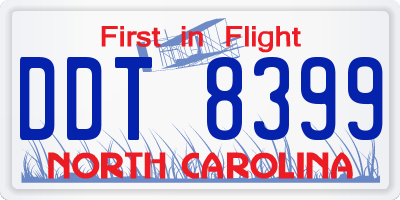 NC license plate DDT8399