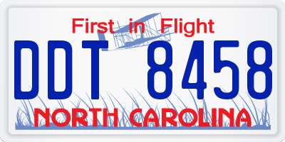 NC license plate DDT8458