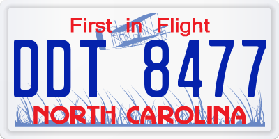 NC license plate DDT8477