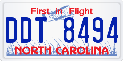 NC license plate DDT8494