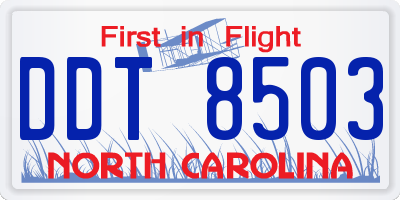 NC license plate DDT8503