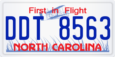 NC license plate DDT8563
