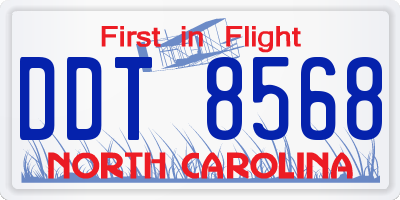 NC license plate DDT8568
