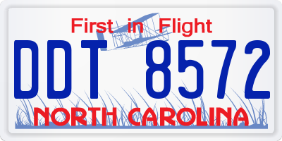 NC license plate DDT8572