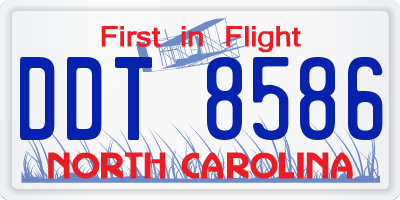 NC license plate DDT8586