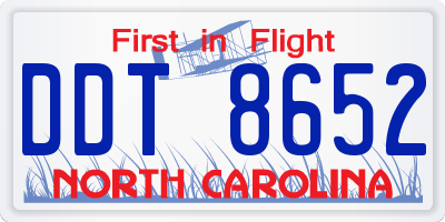 NC license plate DDT8652
