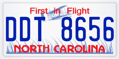 NC license plate DDT8656