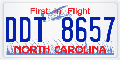 NC license plate DDT8657
